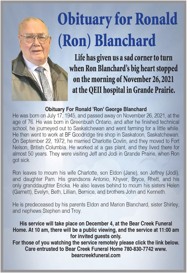 Ronald Blanchard - Fort Nelson News | Fort Nelson News